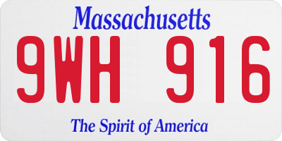 MA license plate 9WH916