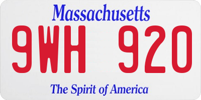 MA license plate 9WH920