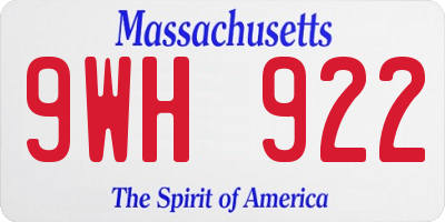MA license plate 9WH922