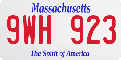 MA license plate 9WH923