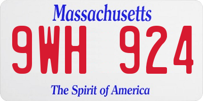 MA license plate 9WH924