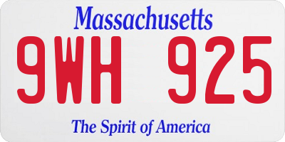 MA license plate 9WH925