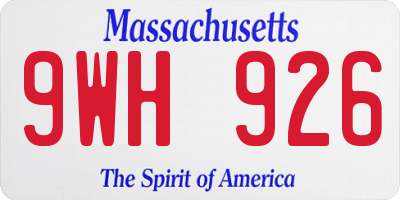 MA license plate 9WH926