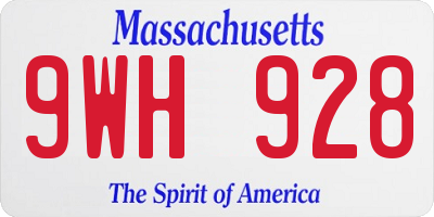 MA license plate 9WH928
