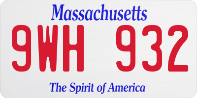 MA license plate 9WH932