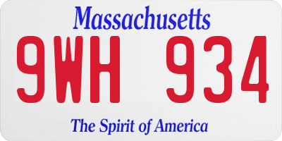 MA license plate 9WH934