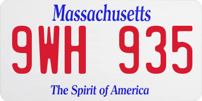MA license plate 9WH935