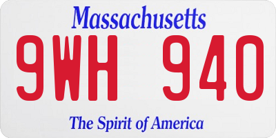 MA license plate 9WH940