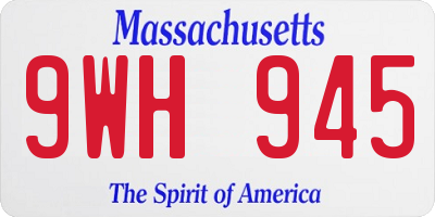 MA license plate 9WH945
