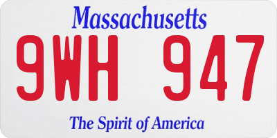 MA license plate 9WH947