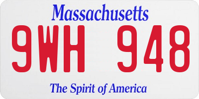 MA license plate 9WH948