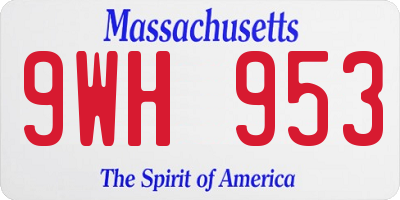 MA license plate 9WH953