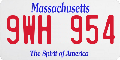 MA license plate 9WH954