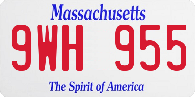 MA license plate 9WH955