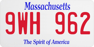 MA license plate 9WH962