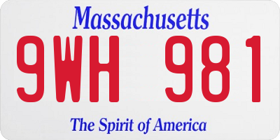 MA license plate 9WH981