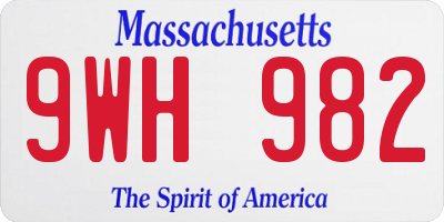 MA license plate 9WH982