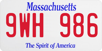 MA license plate 9WH986