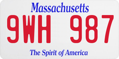 MA license plate 9WH987