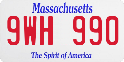 MA license plate 9WH990