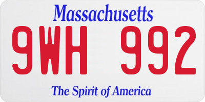 MA license plate 9WH992