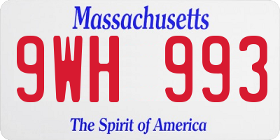 MA license plate 9WH993