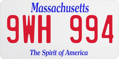 MA license plate 9WH994