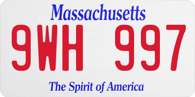 MA license plate 9WH997