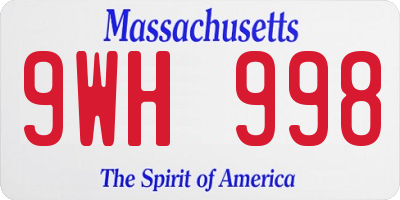 MA license plate 9WH998
