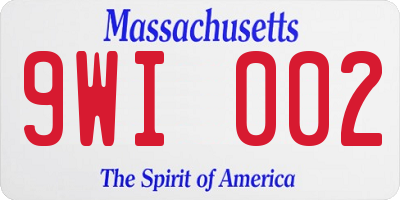 MA license plate 9WI002