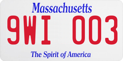 MA license plate 9WI003