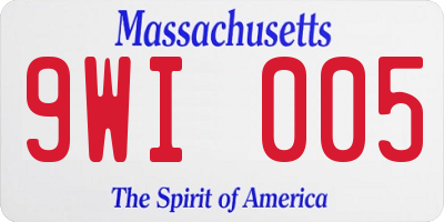 MA license plate 9WI005
