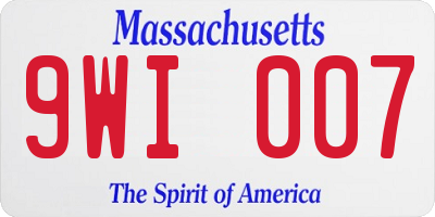 MA license plate 9WI007