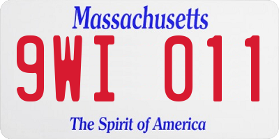MA license plate 9WI011