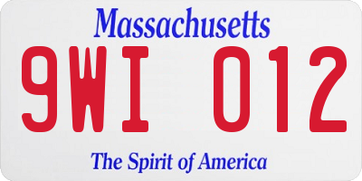MA license plate 9WI012