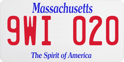 MA license plate 9WI020