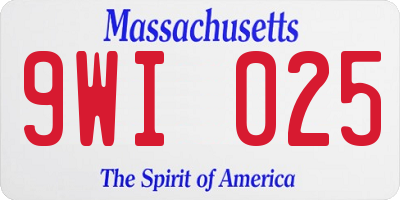 MA license plate 9WI025