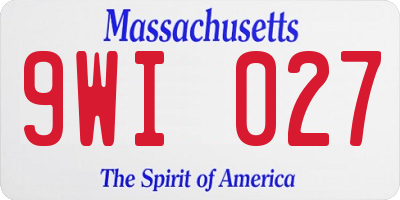MA license plate 9WI027