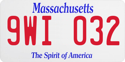 MA license plate 9WI032