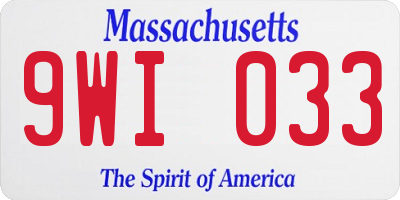 MA license plate 9WI033
