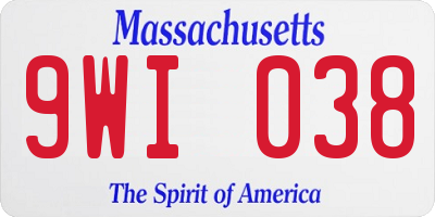 MA license plate 9WI038