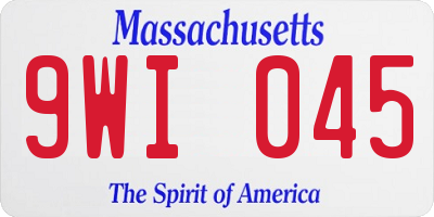 MA license plate 9WI045