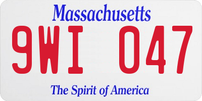MA license plate 9WI047
