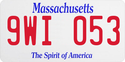 MA license plate 9WI053