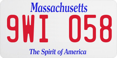 MA license plate 9WI058