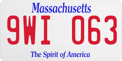MA license plate 9WI063