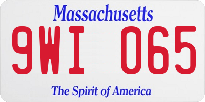 MA license plate 9WI065