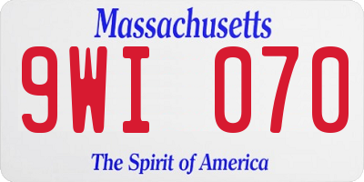 MA license plate 9WI070