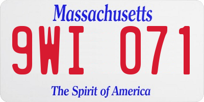MA license plate 9WI071