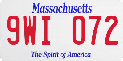 MA license plate 9WI072